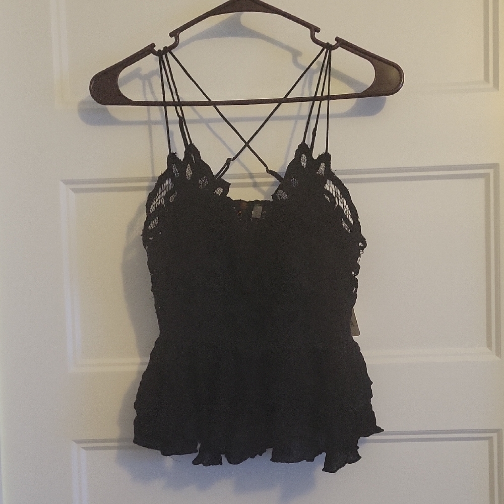 Free People Black Lace Camisole Top NEW with TAGS